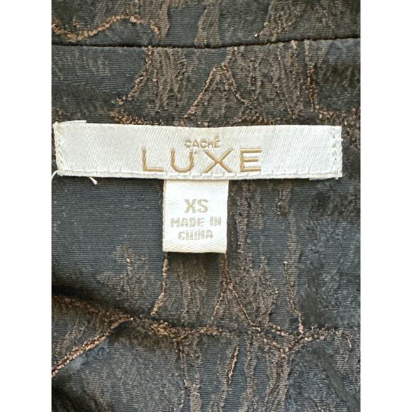 VTG Y2K Cache Luxe 2 Pc Low Rise Flare Pants (2) Zip Jacket Set (XS) Brown Black - Picture 15 of 16